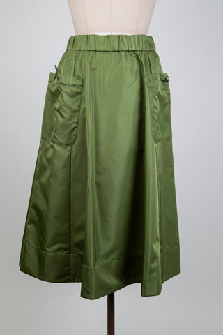 Jupe cargo évasée vert pomme (6)