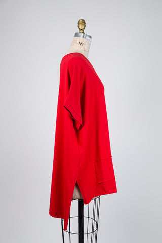 T-shirt ample high low rouge (TU)