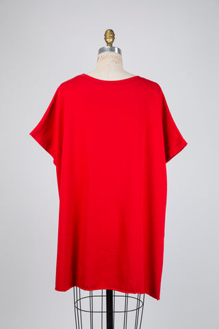 T-shirt ample high low rouge (TU)
