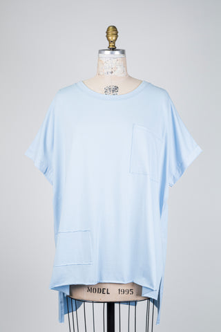 T-shirt high low bleu ciel (TU)