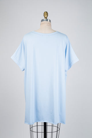 T-shirt high low bleu ciel (TU)
