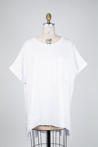 T-shirt high low blanc (TU)