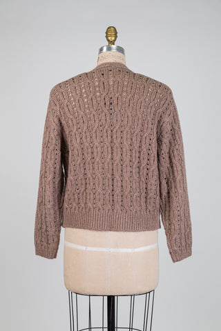 Cardigan torsades ajourées taupe (8+12)