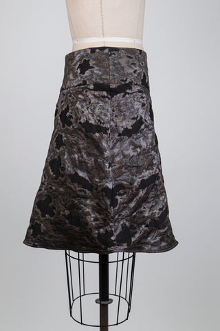Camo-chic bronze and black trapeze skirt (S)
