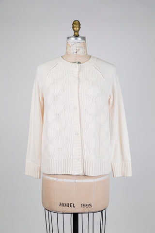 Cream cashmere cardigan with subtle peach shimmer (6)