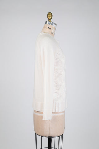 Cream cashmere cardigan with subtle peach shimmer (6)