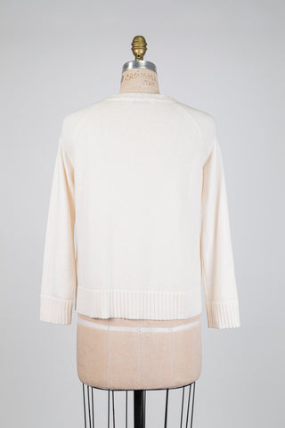 Cream cashmere cardigan with subtle peach shimmer (6)