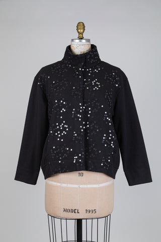 Black jacket with cascading sequined fans (4)