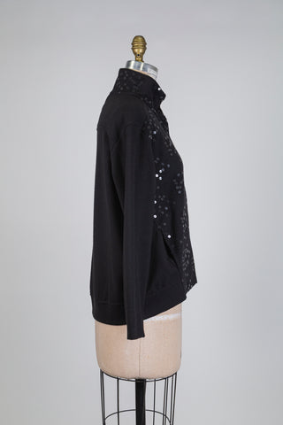 Black jacket with cascading sequined fans (4)