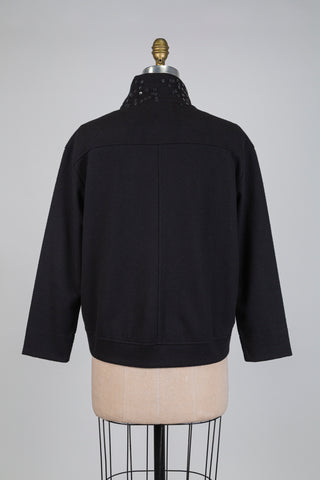 Black jacket with cascading sequined fans (4)