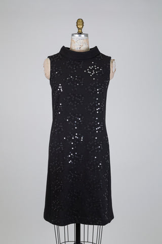 Black dress with cascading sequined fans (6-8-12)
