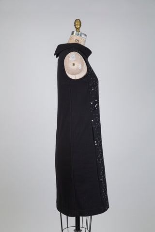 Black dress with cascading sequined fans (6-8-12)