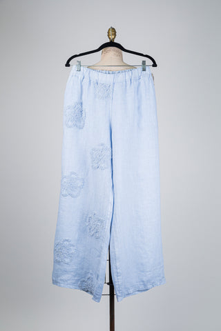Sky blue trousers with floral relief (S to XL)