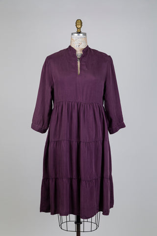 Romantic aubergine cupro dress (6)
