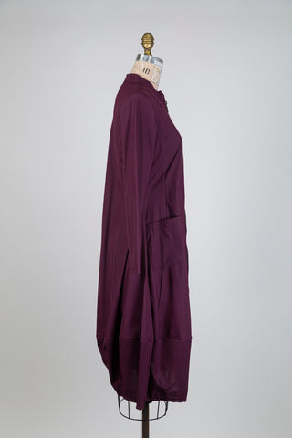 Plum balloon dress with mandarin collar (S)