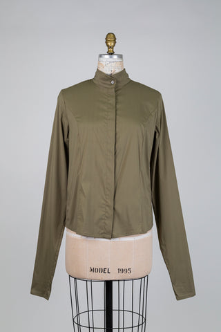 Chemisier kaki à col mao (M)
