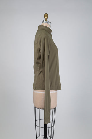 Chemisier kaki à col mao (M)