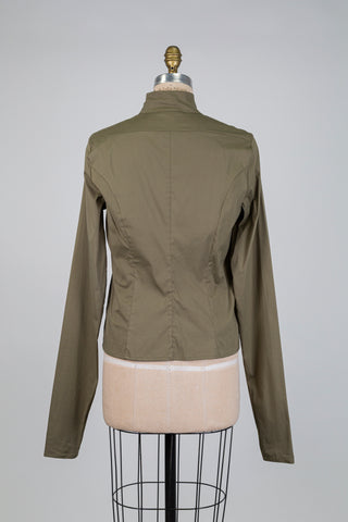 Chemisier kaki à col mao (M)