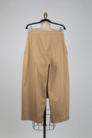 Sand beige pleated balloon trousers (S)