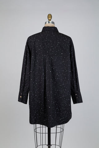 Asymmetrical black tunic with ballet snowflake print (S+)