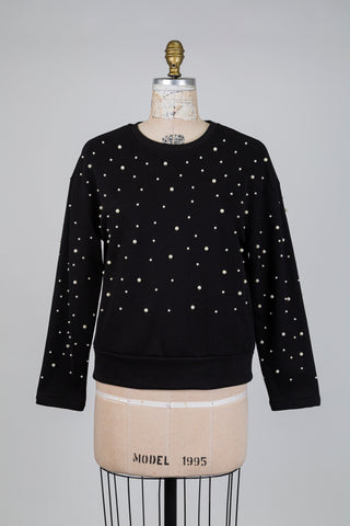 Sweatshirt noir pluie de perles (XS à L)