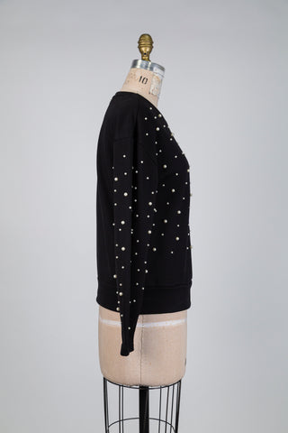 Sweatshirt noir pluie de perles (XS à L)