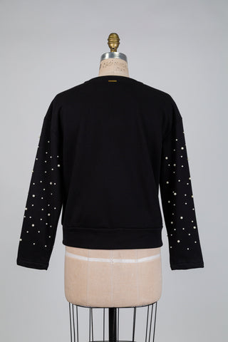 Sweatshirt noir pluie de perles (XS à L)
