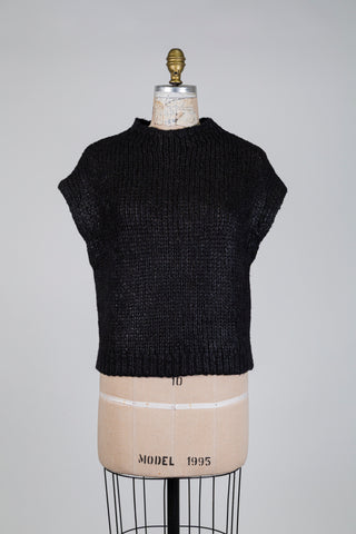 Débardeur en tricot noir métallisé (4 à 10)