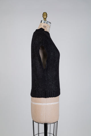 Débardeur en tricot noir métallisé (4 à 10)