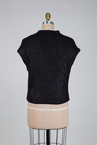 Débardeur en tricot noir métallisé (4 à 10)