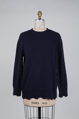 242TT3320 scalloped navy sweater