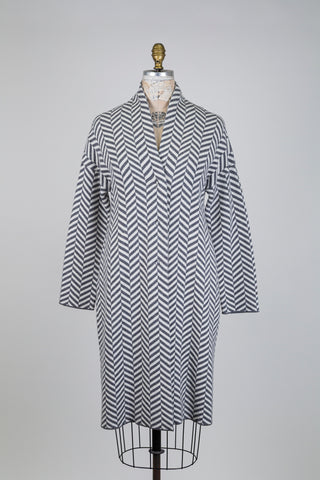 Long grey and white herringbone jacket (S)