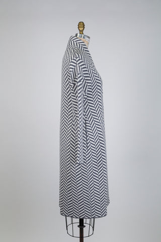 Long grey and white herringbone jacket (S)