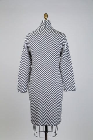 Long grey and white herringbone jacket (S)