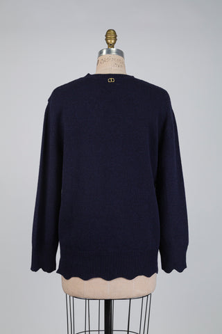 Chandail en tricot marine festonné (M-L-XL)