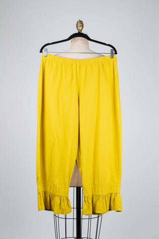Pantalon jaune moutarde en coton gauffré (10+)