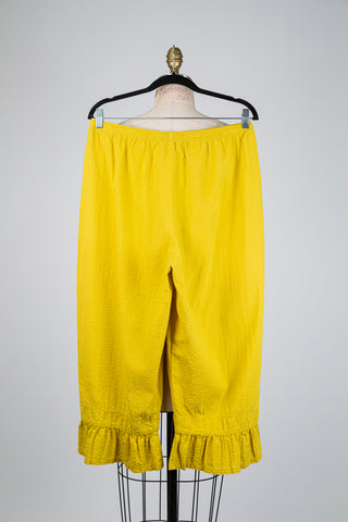 Pantalon jaune moutarde en coton gauffré (10+)