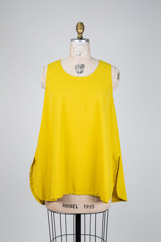 Tunique jaune moutarde en coton gauffré (10+)