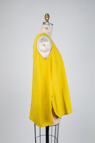 Tunique jaune moutarde en coton gauffré (10+)