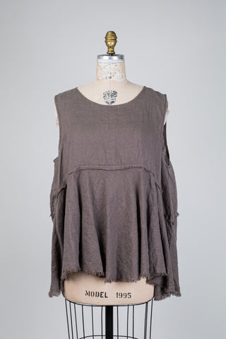 Tunique taupe à finitions frangées (L+XXL)