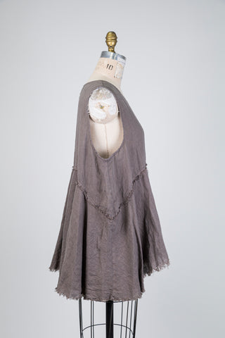 Tunique taupe à finitions frangées (L+XXL)