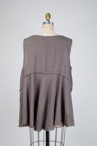 Tunique taupe à finitions frangées (L+XXL)