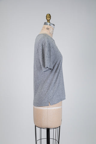 T-shirt gris éclat de perles (4 à 10)