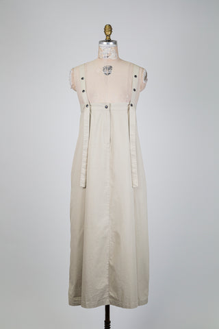 Sand beige high-waisted skirt with suspenders (S)