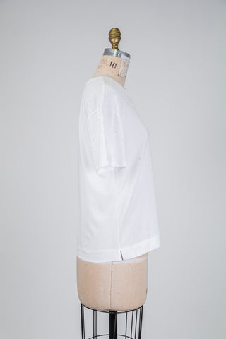 T-shirt blanc éclat de perles (4 à 10)