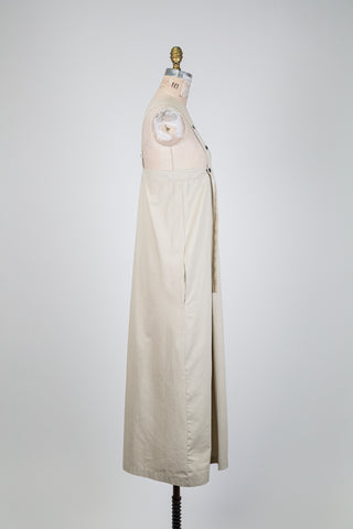 Sand beige high-waisted skirt with suspenders (S)