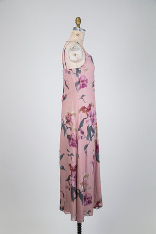 Robe florale rose effet aquarelle (6-8-10)