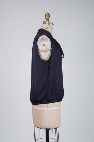 Navy blouse with pussy-bow collar (4-8-10-12)