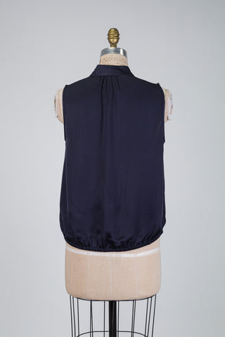 Navy blouse with pussy-bow collar (4-8-10-12)