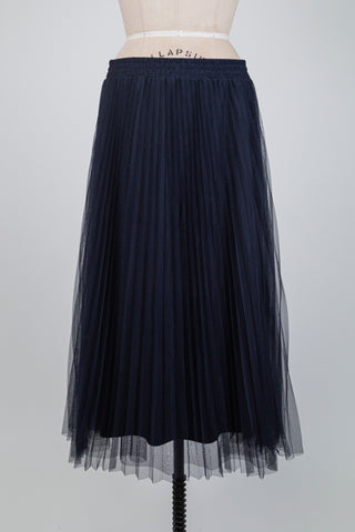Jupe en tulle marine à plis accordéon (14)